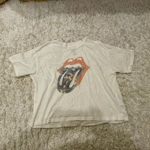 Rolling Stones white tee shirt.